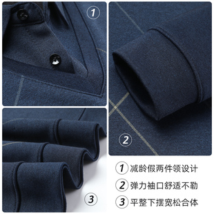 中老年冬装衬衫加绒加厚爸爸装假两件毛衣中年男士保暖针织上衣服