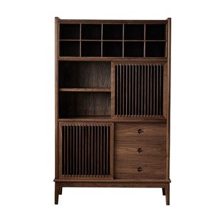 叙木新中式实木博古架多宝阁黑胡桃木书柜置物架展示柜茶柜茶杯架