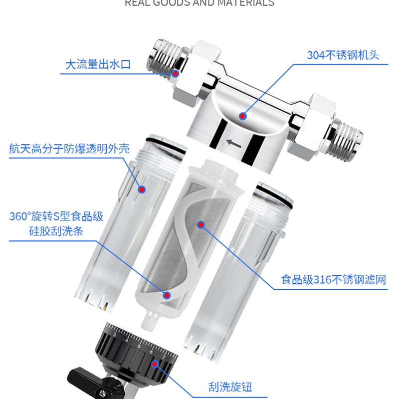 不用换滤芯的净水器家用免换滤芯不锈钢滤网过滤器洗衣机中央前置