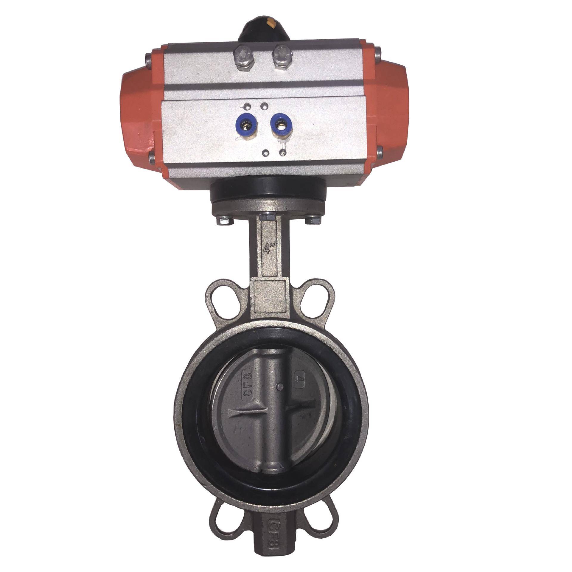 不锈钢气动对夹蝶阀软密封蝶阀双作用蝶阀厂家供应河北D671X-10P