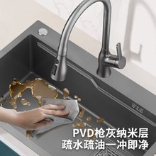 纳米304不锈钢洗菜盆台下淘菜盆水盆枪灰手工厨房洗碗水槽大单槽