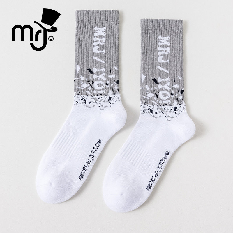 MRJ周杰伦原创品牌精梳棉无骨运动男女同款潮袜情侣同款ins潮袜子