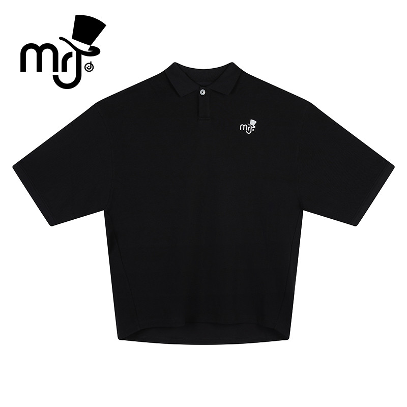 MRJ周杰伦原创品牌 立体字母纯色潮流百搭短袖Polo衫 男女同款
