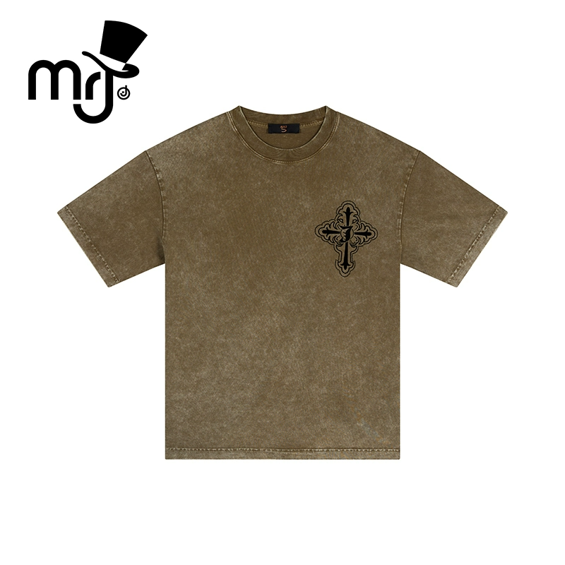 MRJ周杰伦原创品牌 十字架印花短袖T恤男女同款夏季宽松纯棉上衣
