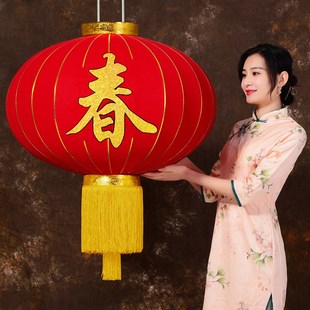 欢度春节灯笼大门口户外防水防晒型号植绒布挂饰大红欢度佳节灯笼