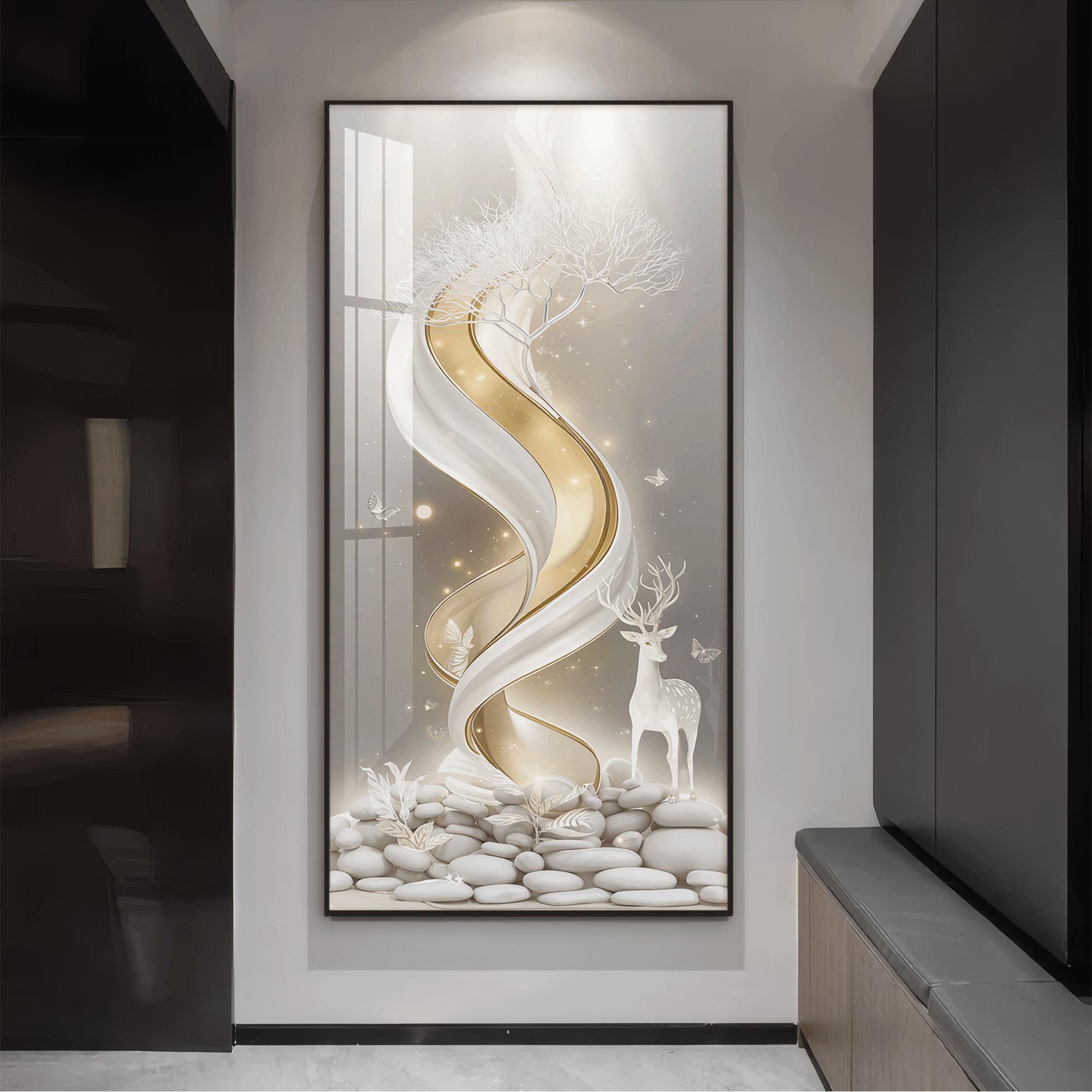 亿笔一画《时来运转》简约现代入户玄关装饰画走廊尽头挂画墙面画,家居饰品,现代装饰画,淘宝优惠券,粉丝福利购,淘宝优惠卷