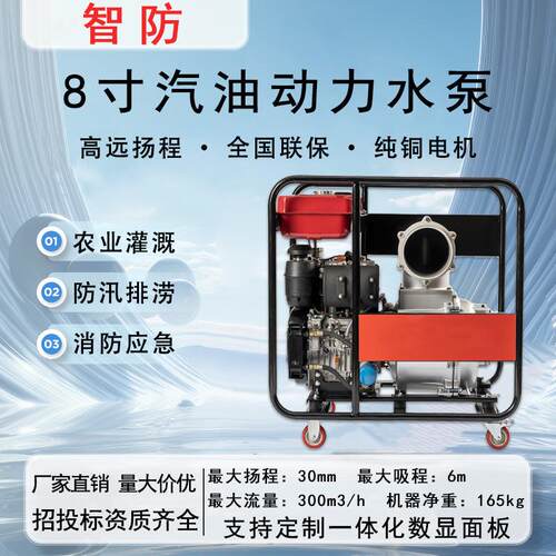 8寸大流量汽油抽水泵 ZT200MQ 双缸高扬程 家用防汛灌溉 国债项目