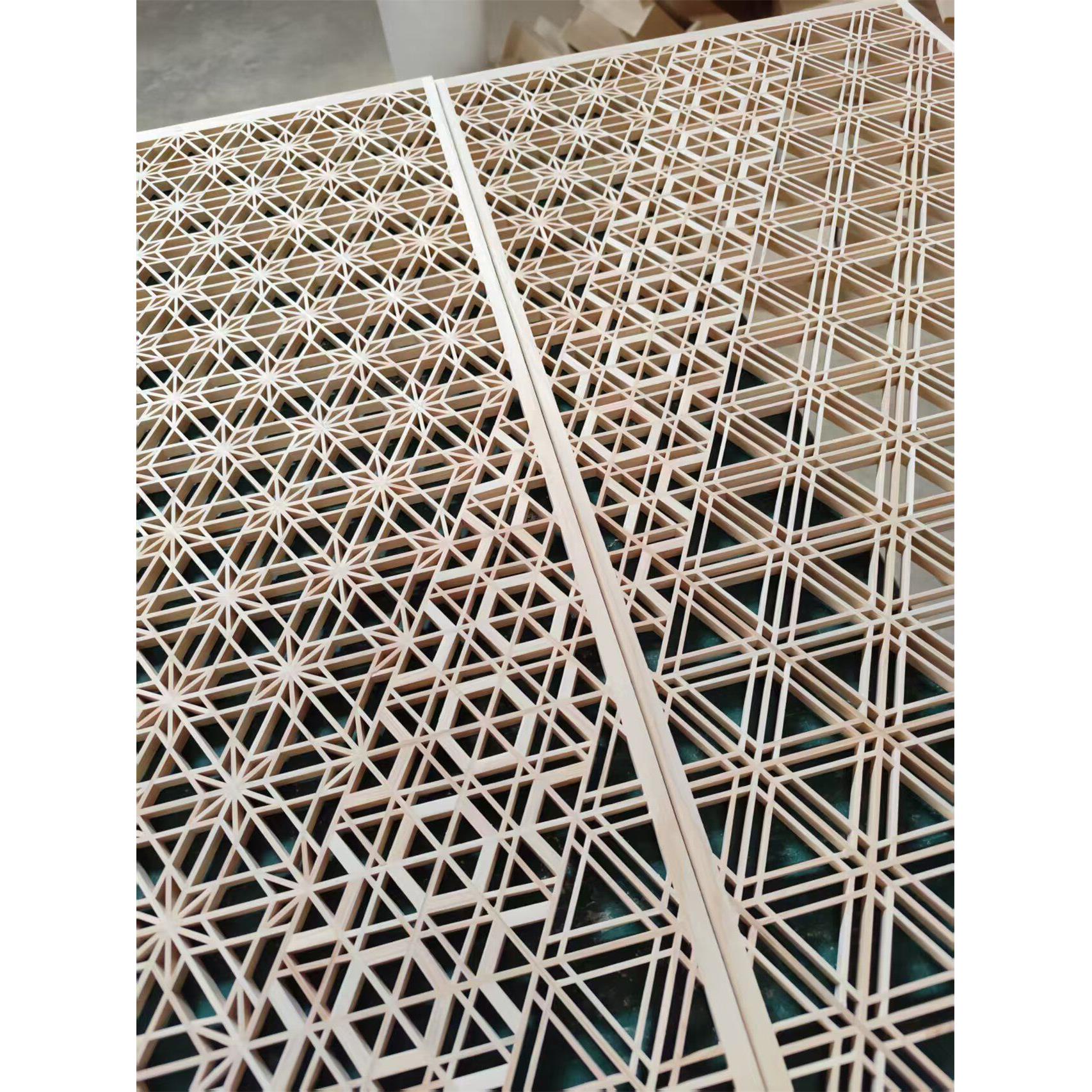 组精隔断屏风天花板竹装饰定制艺术图案花网格实木切出藤条形状