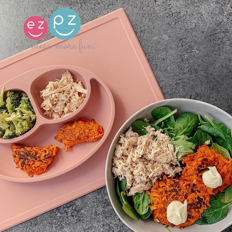 ezpz笑脸餐垫大号餐盘儿童宝宝餐具辅食吸盘碗硅胶吸盘式分格餐碗