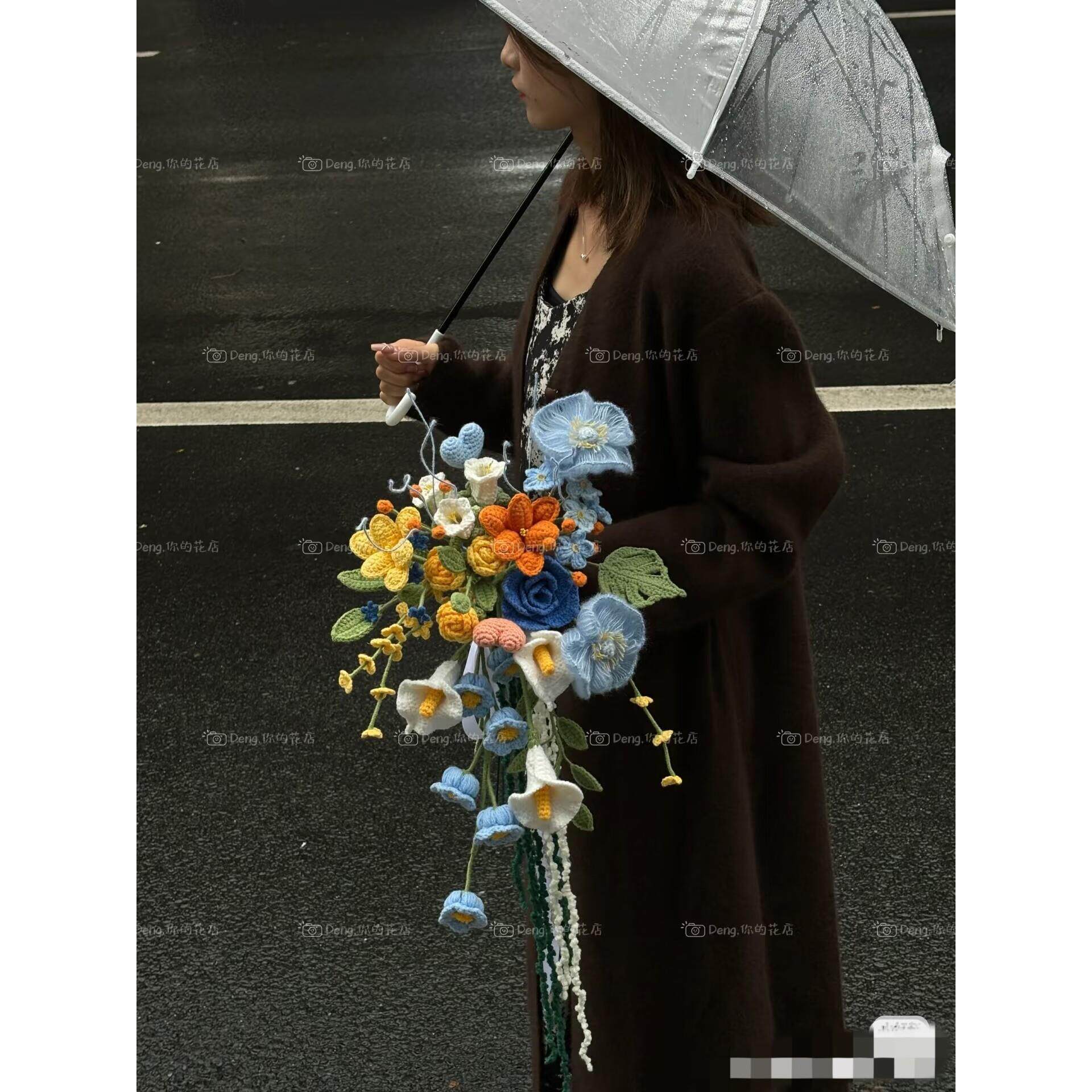 成品手工毛线编织手捧花新娘结婚高级感彷真花送女友闺蜜生日礼物