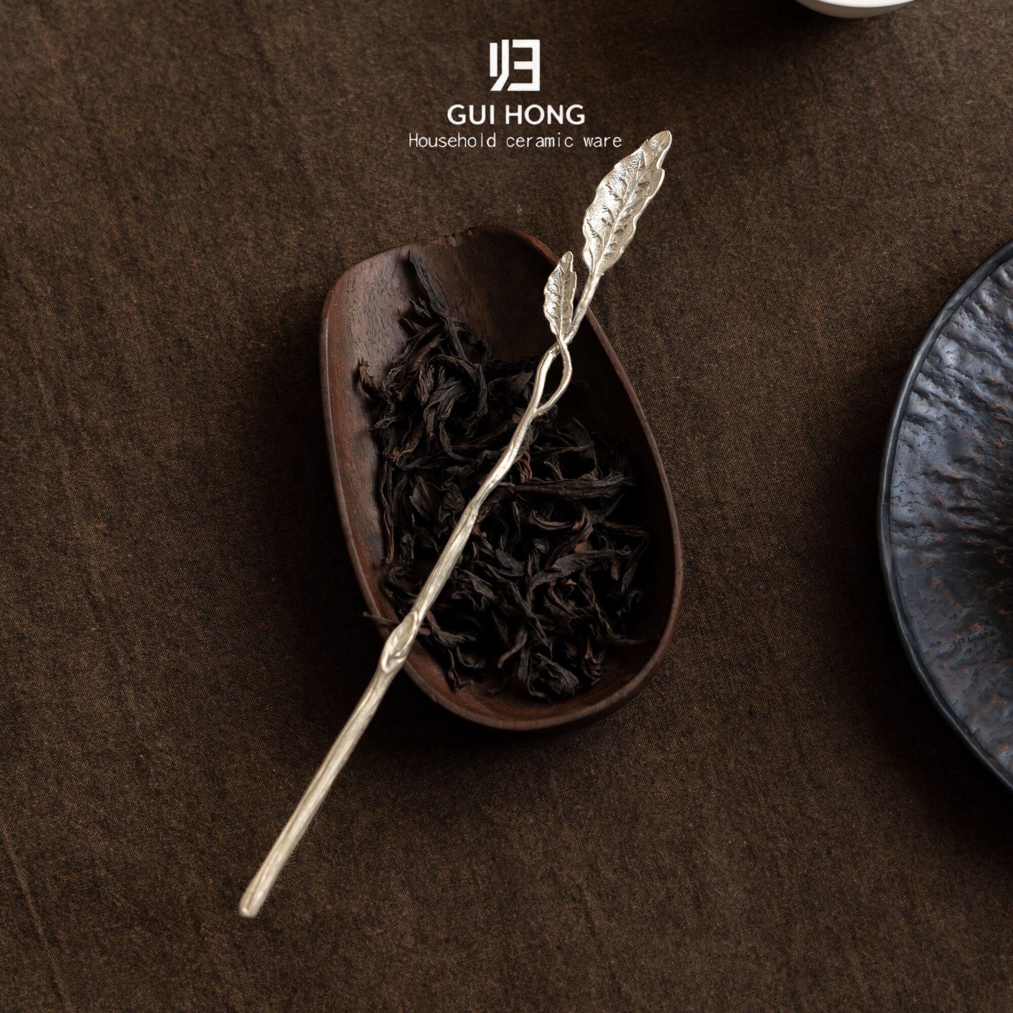 归鸿纯铜分茶器家用小茶拨茶拨中式复古茶扒茶匙手工锤纹点茶勺