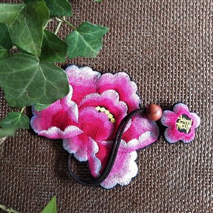 酉州苗绣特色手工艺饰品民族风牡丹钥匙包