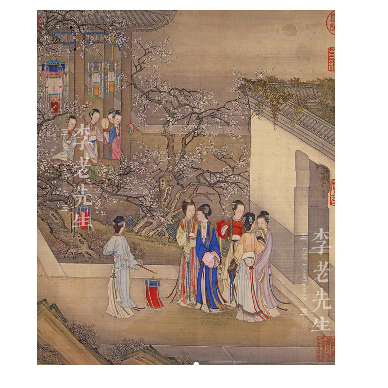 古风汉服仕女图壁纸新摄影拍照墙纸复古唐代宋代壁画背景墙布