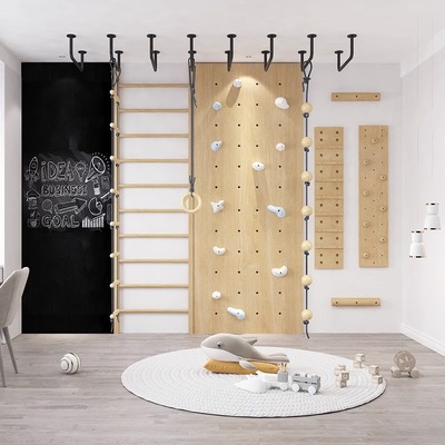 儿童家用攀岩墙幼儿园早教攀爬架室内家庭儿童房感统训练攀爬墙板