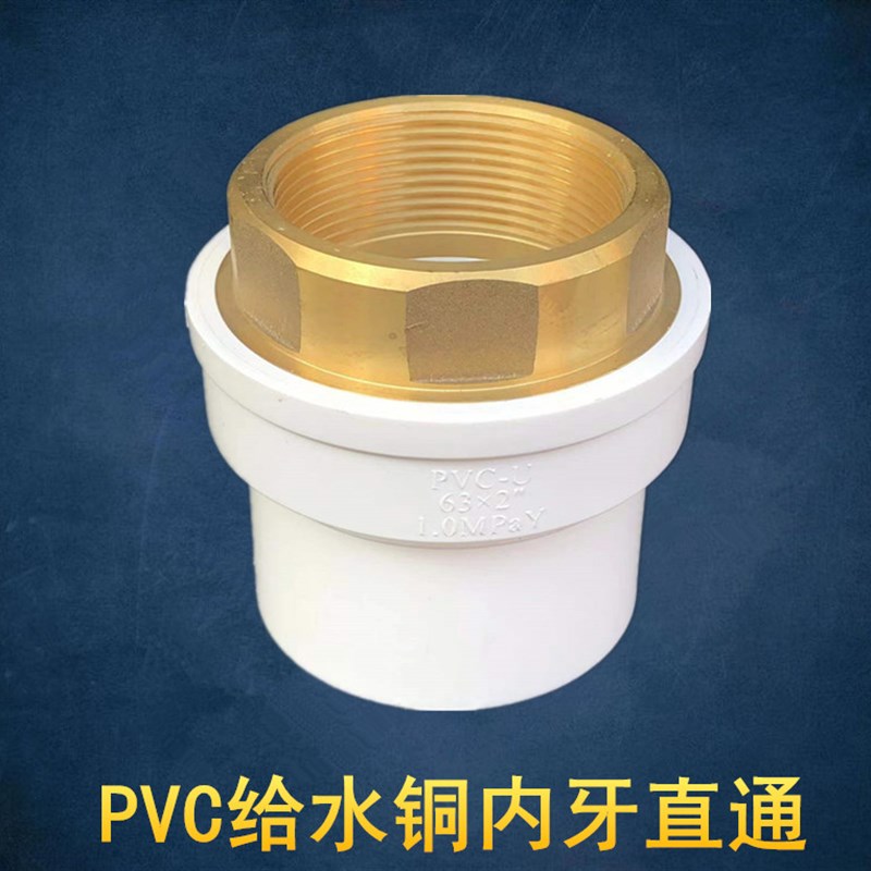 内螺纹塑白色给水管材管件铜内牙直通 铜内丝直通