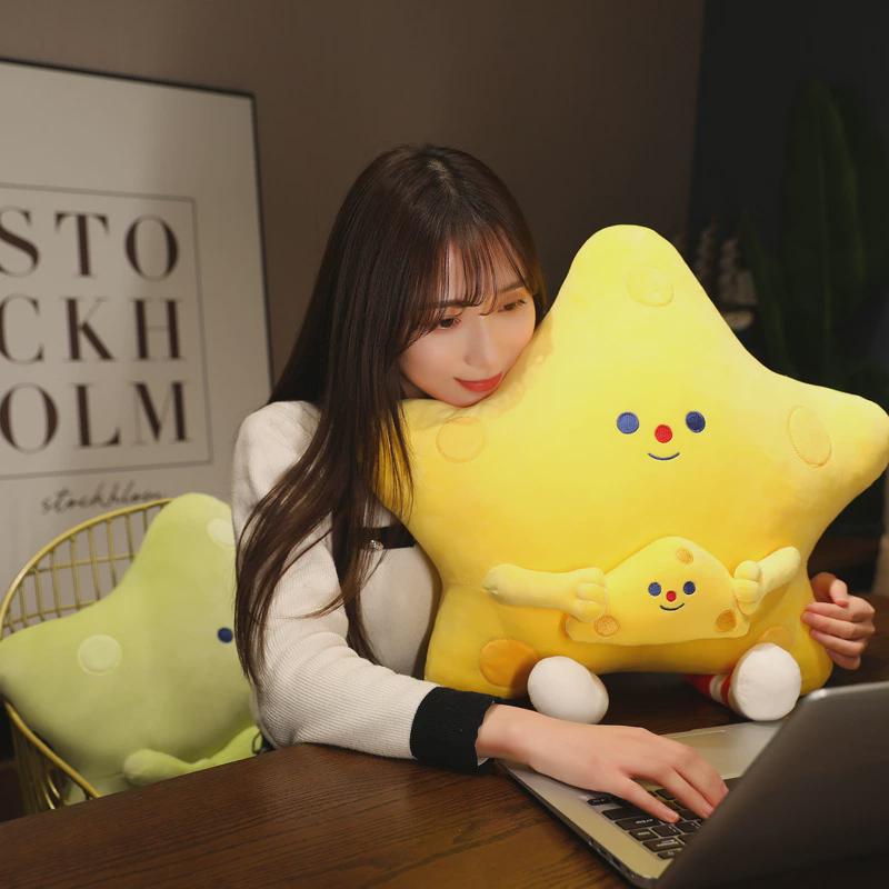 爱芝士星星毛绒靠垫抱枕娃娃公仔女孩床上睡觉玩偶少女心