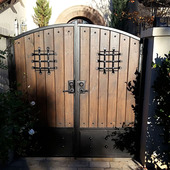 定制 别墅庭院大门木纹铝合金园门铁艺门入户门铝艺大门