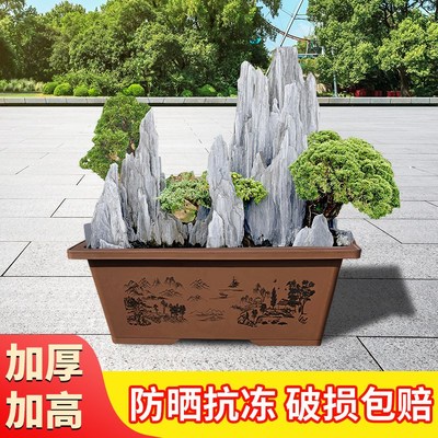 假山盆景盆特大号长方形树脂塑料花盆家用阳台种菜盆专用马槽花盆