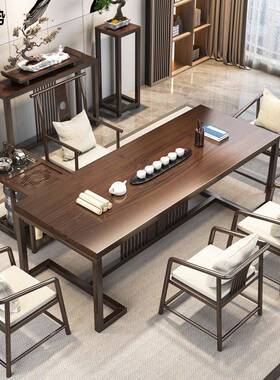 禅意实木茶桌全套1米2功夫茶台会客泡茶桌办公室茶桌椅组合