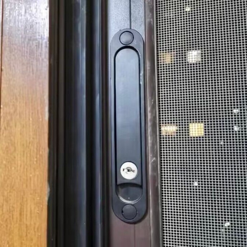 推拉扁平拉手金刚网纱带钥匙平一字锁隐藏锁条形执手锁把手