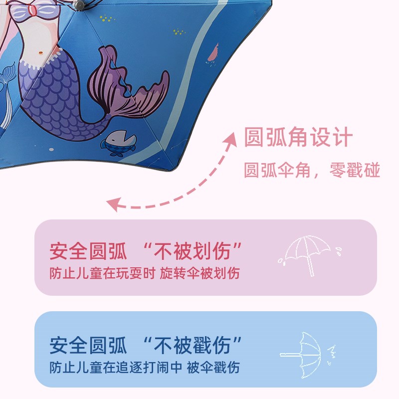 圆角卡通儿童长柄雨伞黑胶男童小学生宝宝幼儿园男孩女孩上学