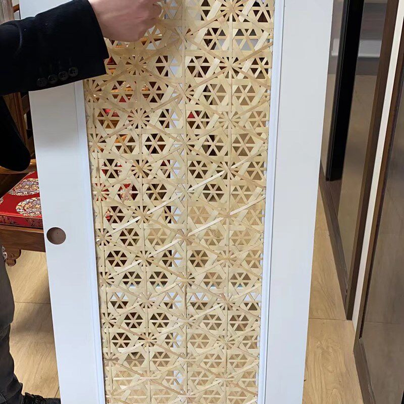 天然仿藤编材料装饰编织屏风柜门藤椅家具八角藤眼笪吊顶隔断定制