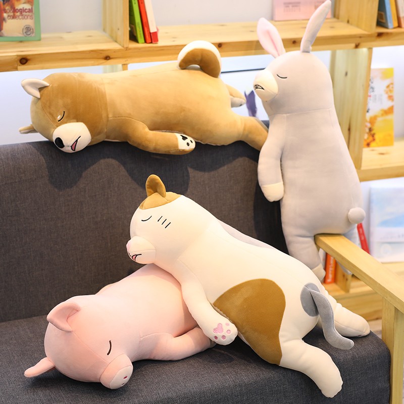 柴犬趴趴狗毛绒女生抱着睡觉的布娃娃公仔爱萌韩国抱枕