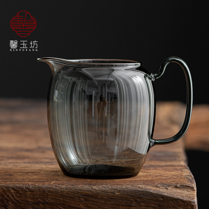 烟灰色公道杯硼硅耐热泡茶倒茶公杯分茶器功夫茶具茶海