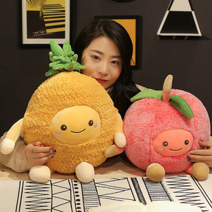 毛绒菠萝抱枕西瓜水果抱枕公仔靠枕大号床上长抱枕玩偶布娃娃