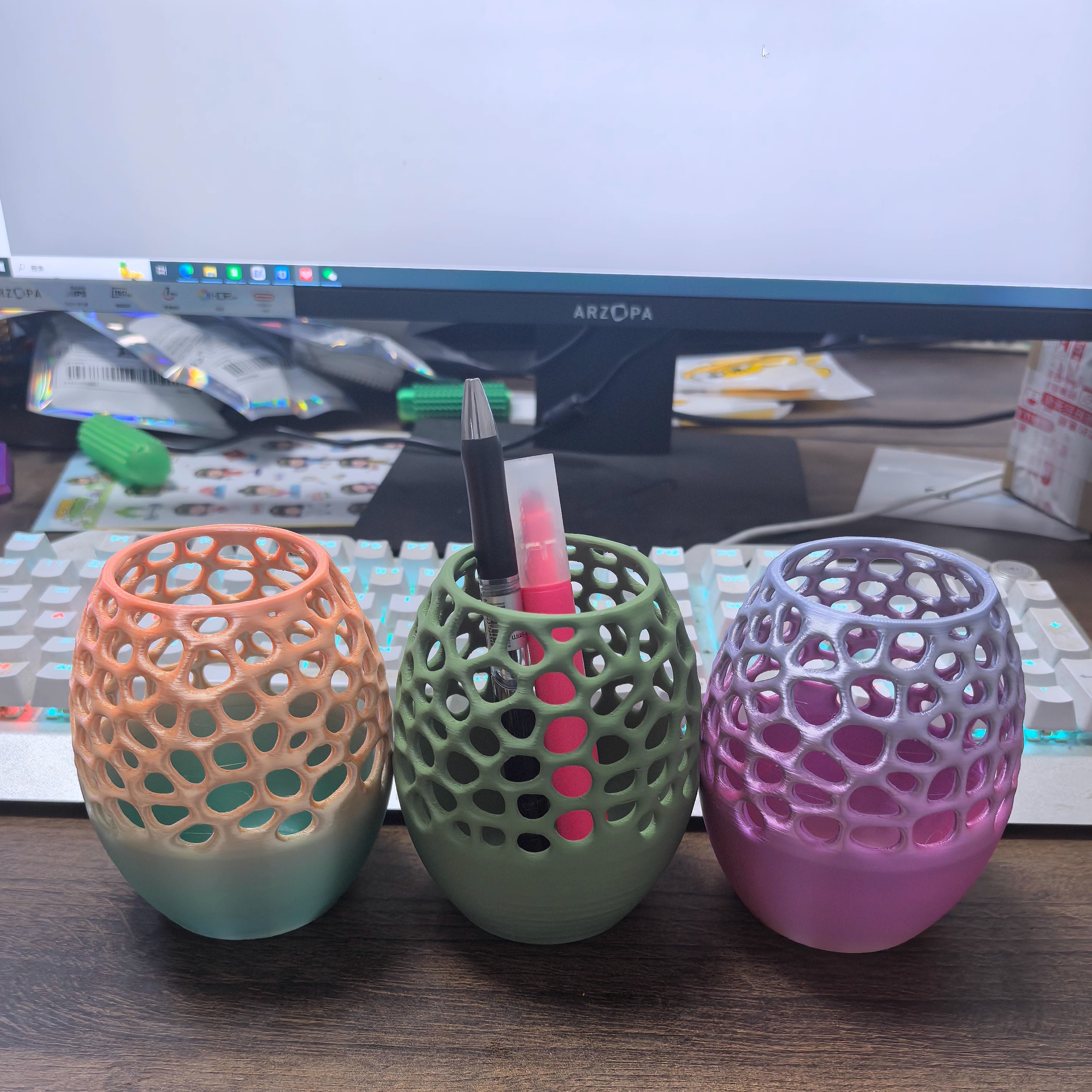 3D打印鏤空筆筒創意桌面擺件