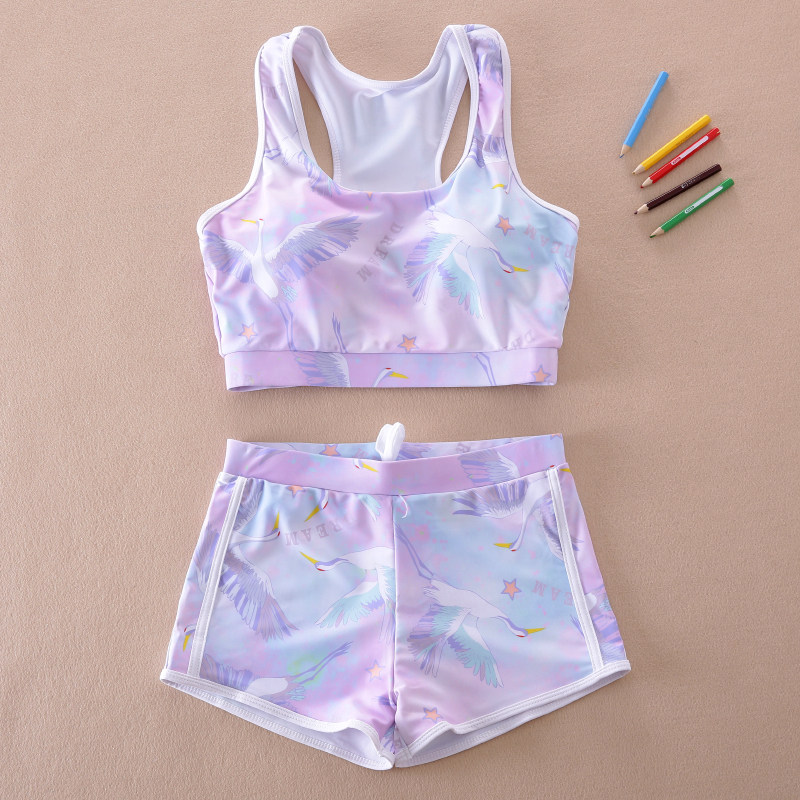 女大童游泳衣分体中学生女孩泳衣三件套保守显瘦少女泳装12-15岁