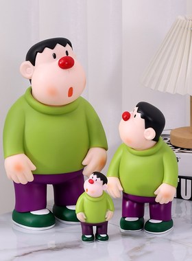 胖虎歪头摆件高级感客厅落地车载车尾潮玩手办公仔男女生日礼物