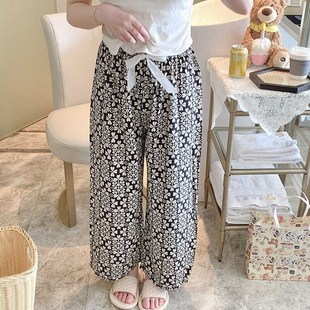 2024新品 棉绸阔腿裤 防蚊裤 夏季 高腰绵绸裤 可外穿加大码 女夏季 睡裤