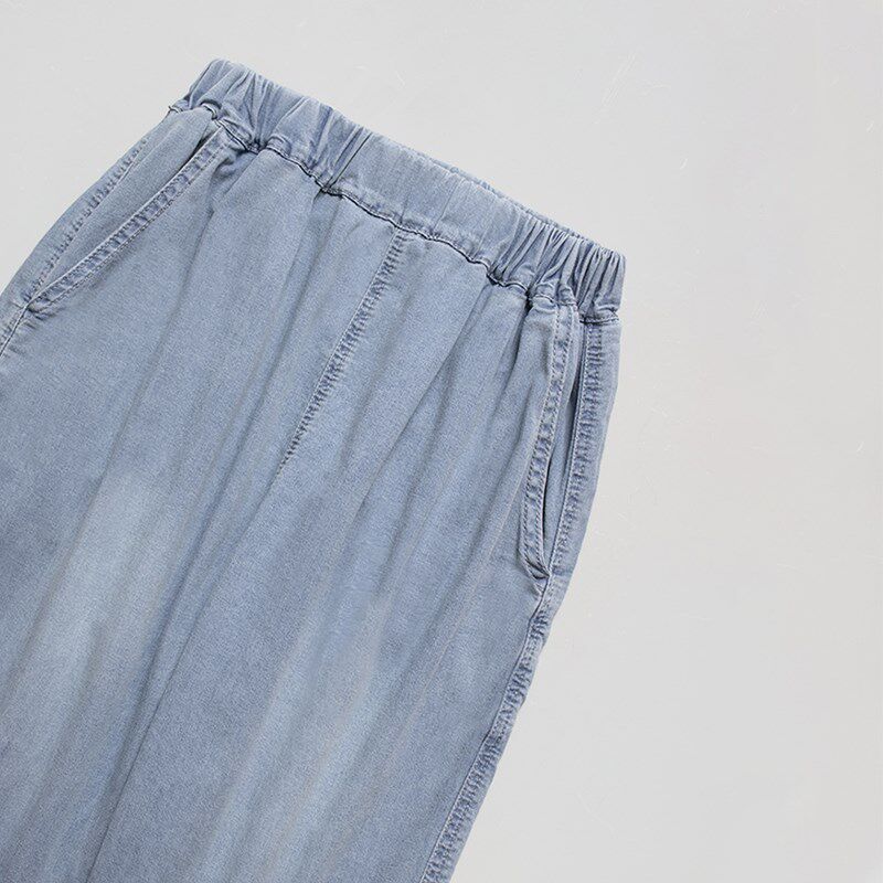 强推!薄款宽松柔软牛仔七分裤男童女童松紧腰夏季中大童中裤短裤