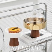 HOME家居 零食糖果试吃托盘蛋糕点心高脚水果盘客厅实木收纳盒