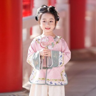 女童汉服2025春装新款儿童中式盘扣上衣小女孩唐装中国风童装演出