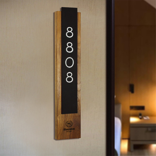 酒店包厢民宿实木发光门牌家用轻奢创意个性房间号码牌标识牌定制