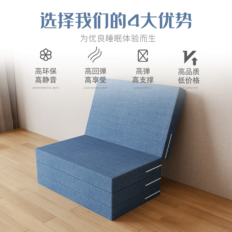 学生午睡神器榻榻米可折叠日式床垫单人宿舍懒人午休海绵垫子地铺