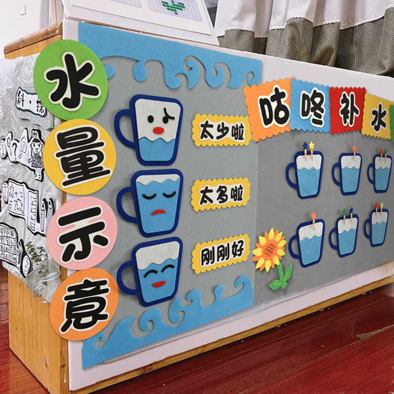 幼儿园喝水保湿主题墙面壁饰墙贴小学班级教室手工环创装饰材料,家居饰品,软装墙贴,淘宝优惠券,粉丝福利购,淘宝优惠卷