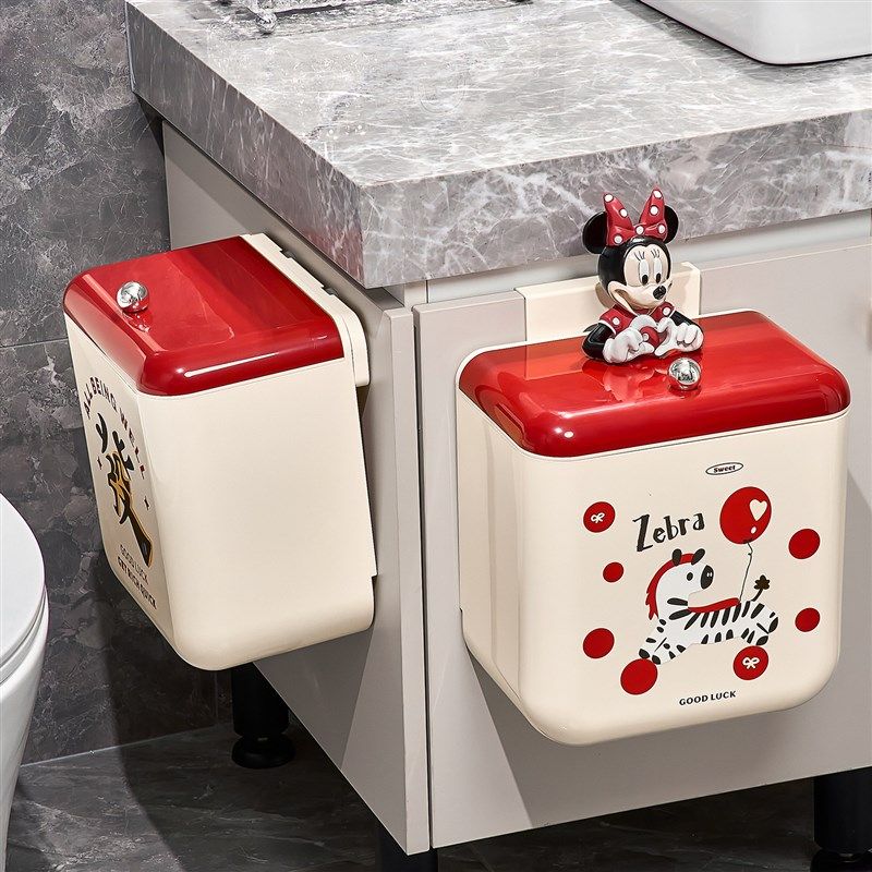 吸盘卫生间垃圾桶壁挂式家用2025新款厕所专用带盖高颜值大号纸篓