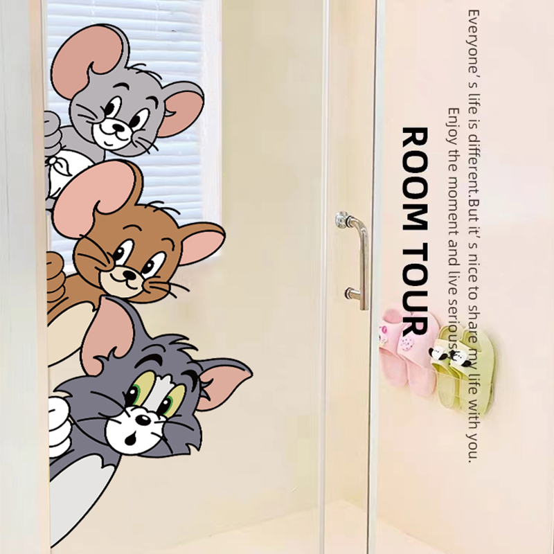 家用浴室淋浴房玻璃贴纸高级感浴室卫生间门窗卡通装饰贴窗花贴膜