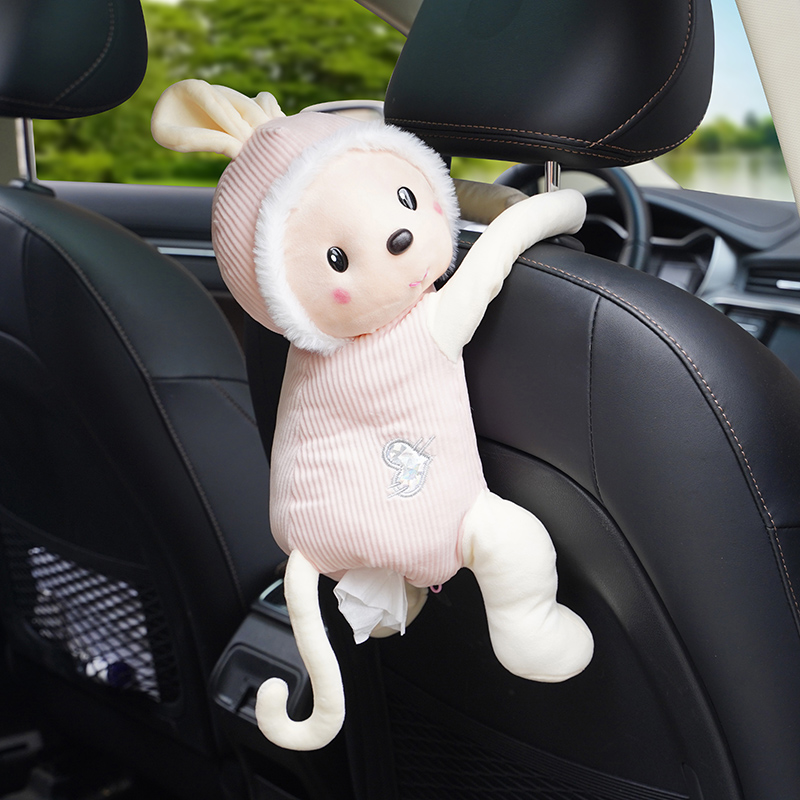 创意车载扶手箱纸巾盒卡通椅背汽车抽纸挂式可爱车内装饰用品大全