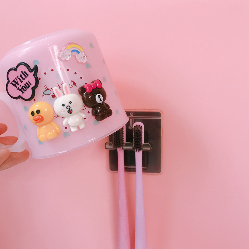 可爱挂墙式儿童刷牙小水杯漱口杯卡通免打孔卫生间壁挂牙刷架套装,家庭/个人清洁工具,洗漱杯,淘宝优惠券,粉丝福利购,淘宝优惠卷