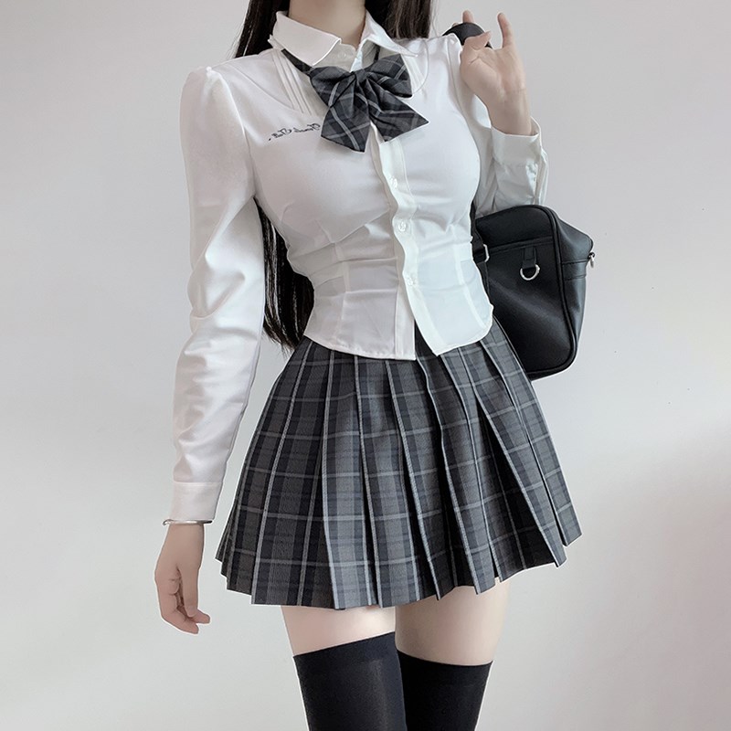 东京岁时记JK制服套装秋女学院风收腰修身吉尔小姐衬衫短裙两件套