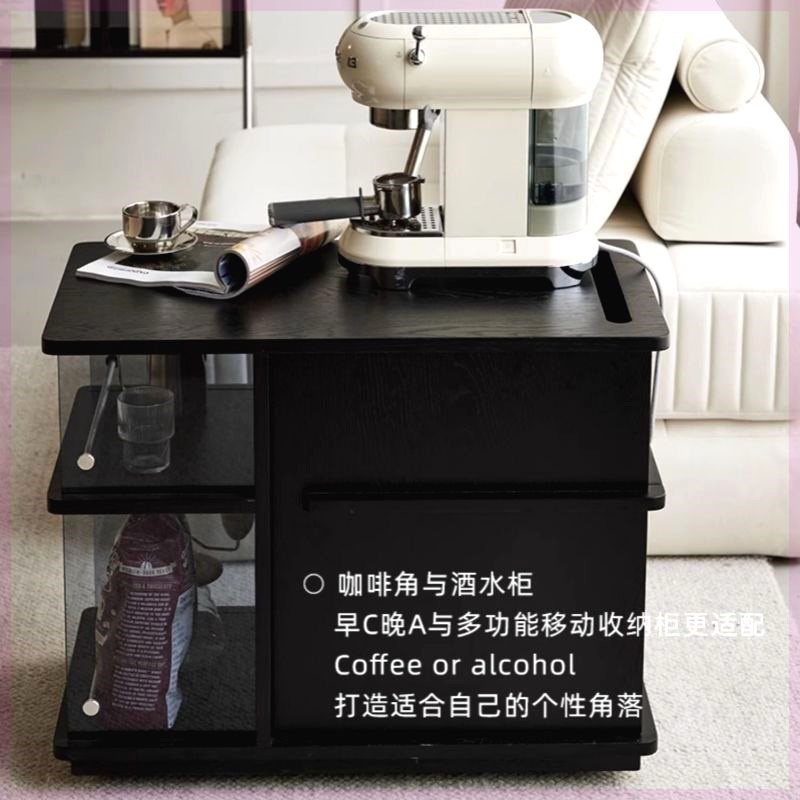 可移动茶台小推车边几沙发边柜客厅储物柜茶水柜阳台实木茶几茶桌