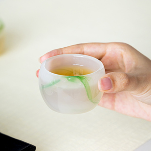 琉璃主人杯家用办公泡茶白玉茶杯单杯个人品茗杯功夫W茶具茶盏杯