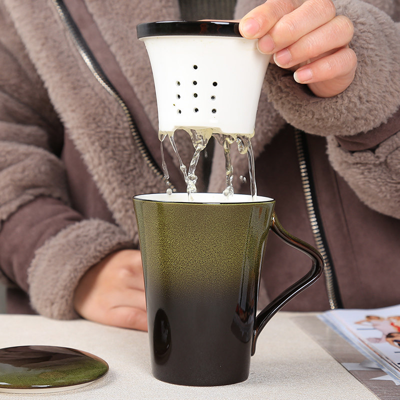 窑变过办公杯 会议水杯子带盖手件装茶具