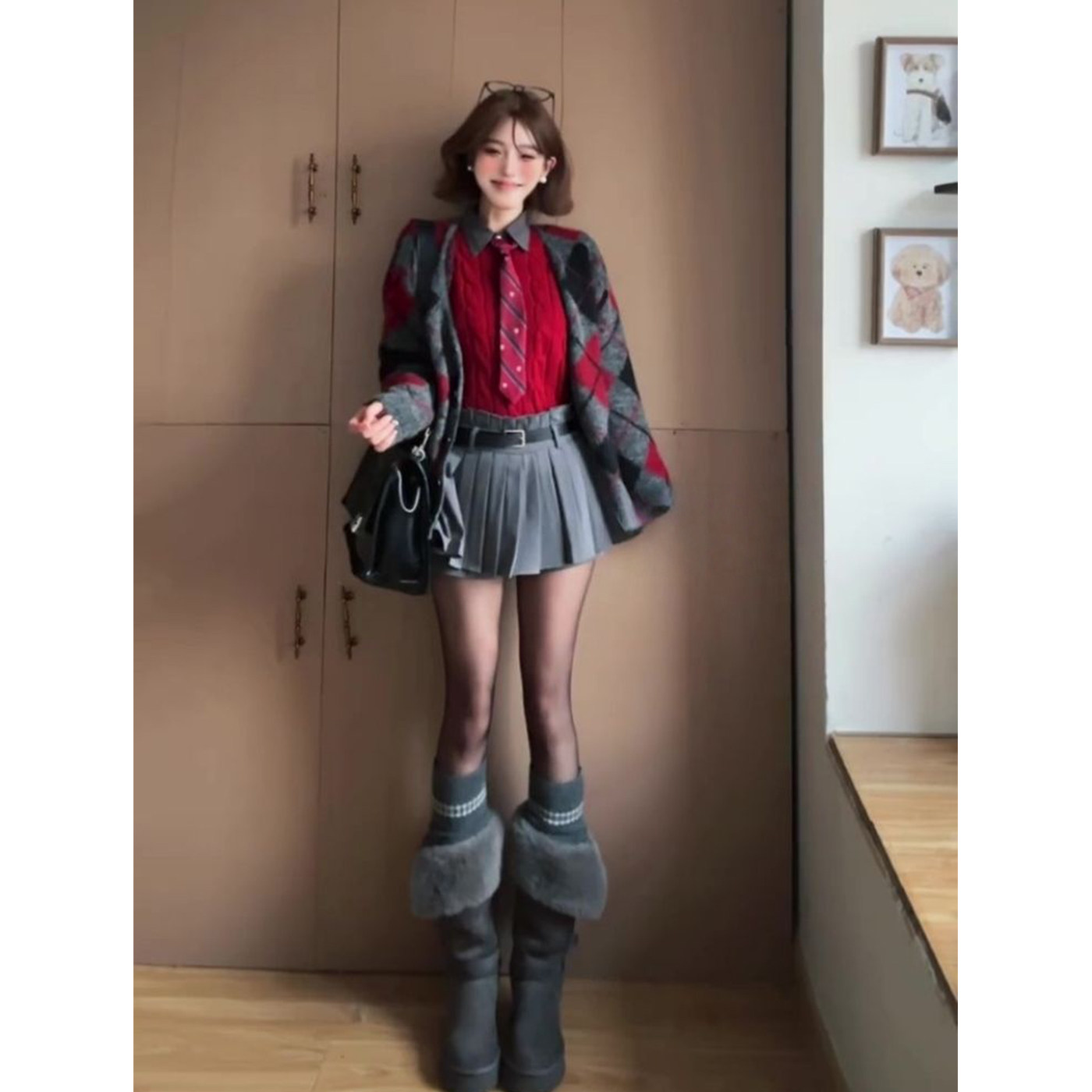 岚茜朵韩系减龄套装裙女麻花套头针织衫毛衣衬衫百褶短裙三件套装,女装/女士精品,时尚套装,淘宝优惠券,粉丝福利购,淘宝优惠卷