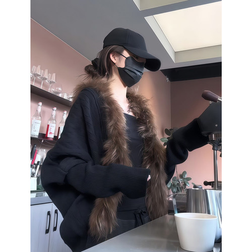 慵懒风设计感毛毛边长袖开衫外套