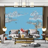 独绣刺绣无缝壁布悠然山居图客厅电视沙发背景墙布新
